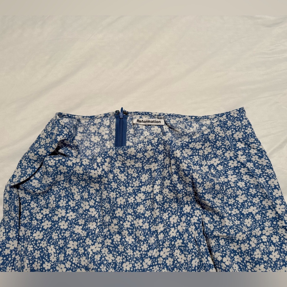 Reformation Blue Floral Skirt